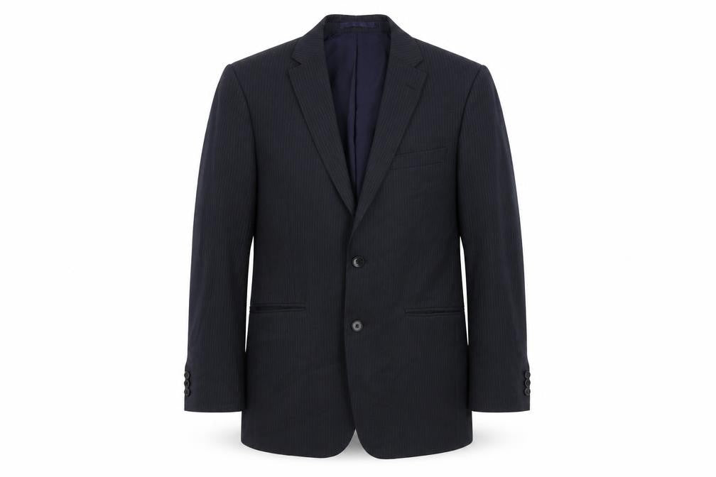 Scott & Taylor Mens Blue Striped Polyester Jacket Suit Jacket Size 40 Regular