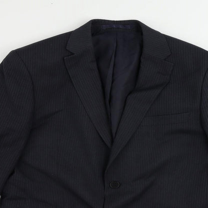 Scott & Taylor Mens Blue Striped Polyester Jacket Suit Jacket Size 40 Regular