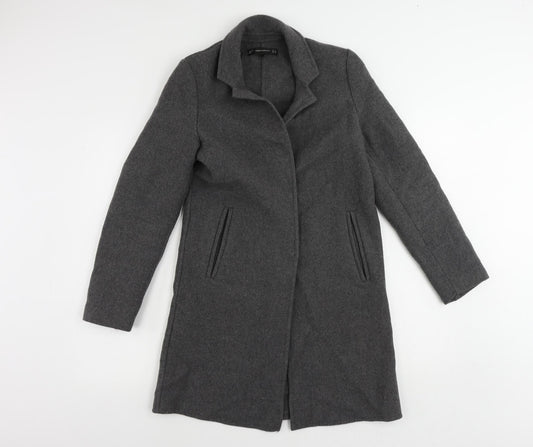 Zara Womens Grey Overcoat Coat Size XS Snap