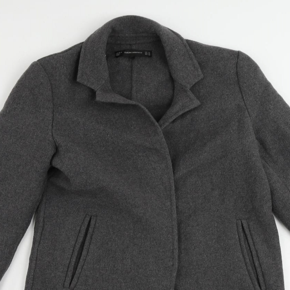 Zara Womens Grey Overcoat Coat Size XS Snap