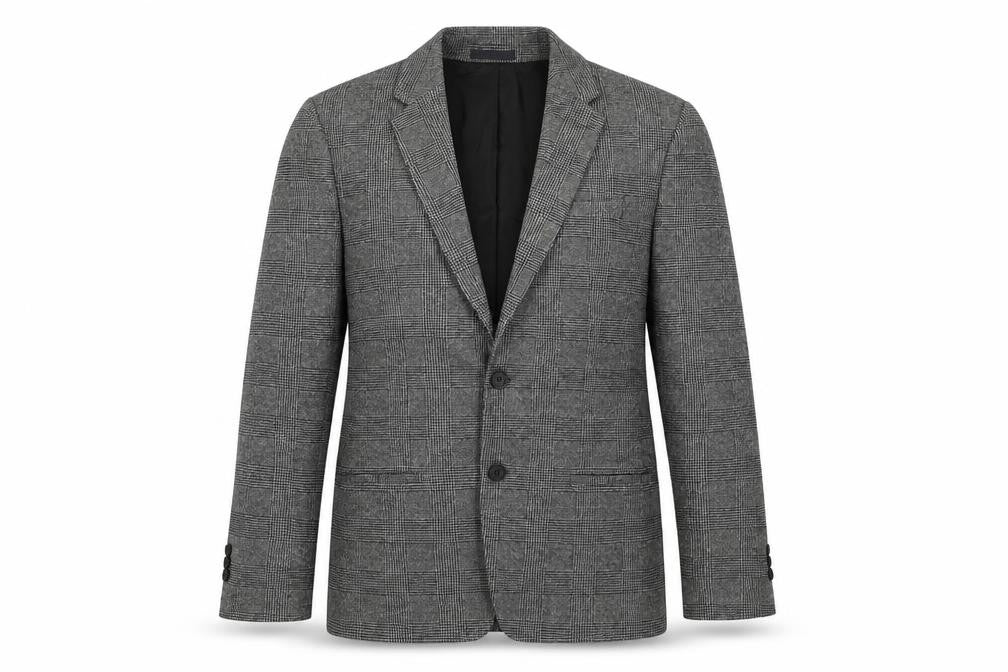 River Island Mens Grey Plaid Polyester Jacket Blazer Size 40 Regular