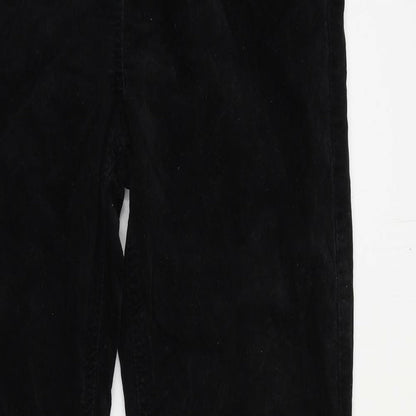 Close-up detail of Soon women’s black cotton trousers, size UK 10, 32-inch leg regular zip - embellished
