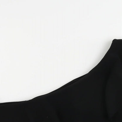 Stradivarius Womens Black Polyester Cropped Blouse Size M One Shoulder - Ruffle