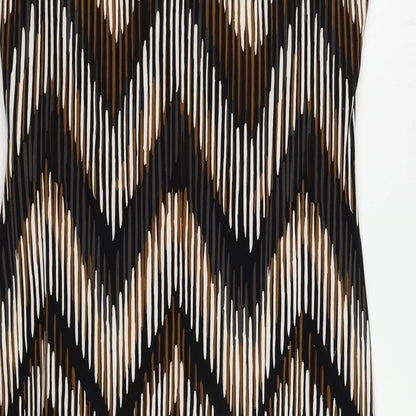 Country Casuals Womens Brown Geometric Polyester Sheath Size L V-Neck Pullover