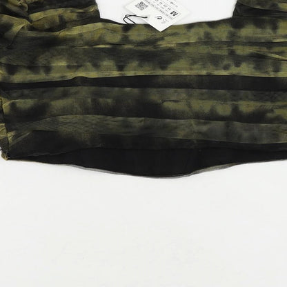 Zara Womens Green Polyester Cropped Blouse Size M Square Neck - Ruched