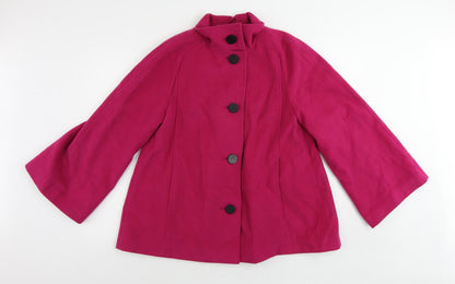Marks & Spencer Womens Pink Pea Coat Coat Size 12 Button