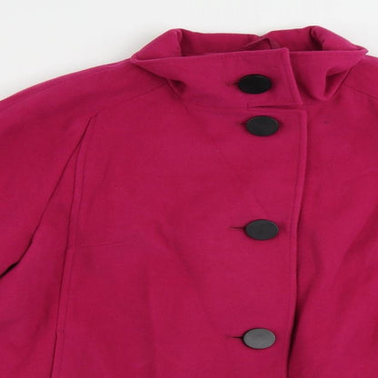 Marks & Spencer Womens Pink Pea Coat Coat Size 12 Button