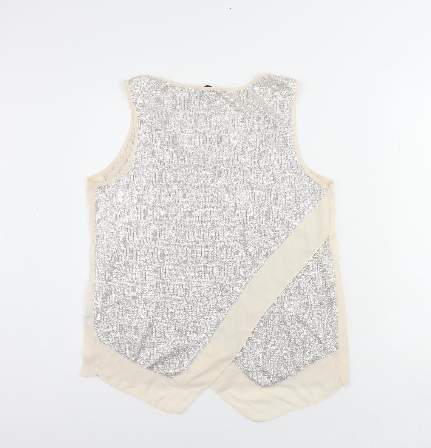 Oasis Womens Beige Polyester Basic Tank Size M Scoop Neck - Metallic