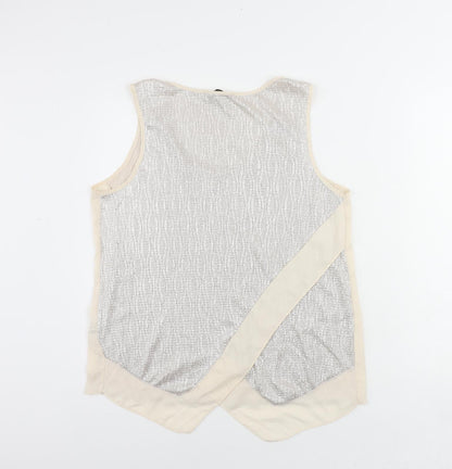 Oasis Womens Beige Polyester Basic Tank Size M Scoop Neck - Metallic