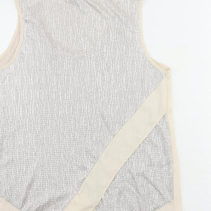 Oasis Womens Beige Polyester Basic Tank Size M Scoop Neck - Metallic