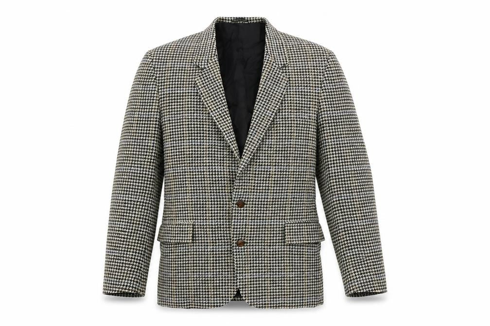 Club Mens Beige Geometric Wool Jacket Blazer Size 38 Regular