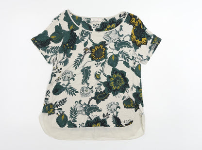 Per Una Womens Beige Floral Viscose Basic Blouse Size 14 Boat Neck