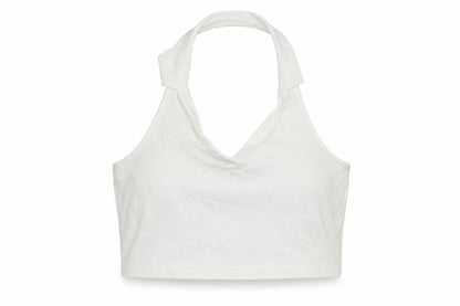 Divided by H&M Womens White Cotton Cropped Tank Size M Halter - Backless