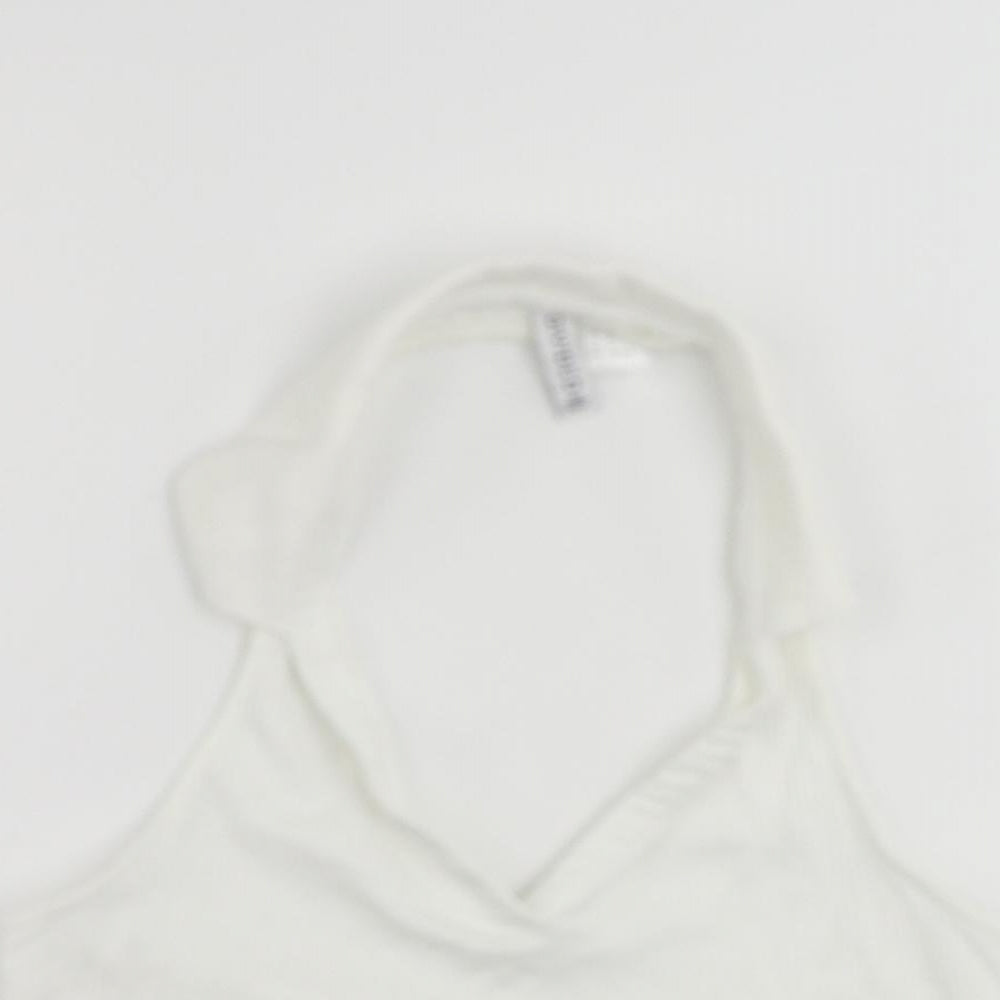 Divided by H&M Womens White Cotton Cropped Tank Size M Halter - Backless