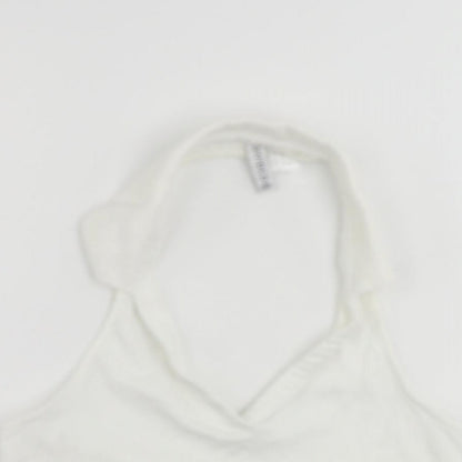 Divided by H&M Womens White Cotton Cropped Tank Size M Halter - Backless