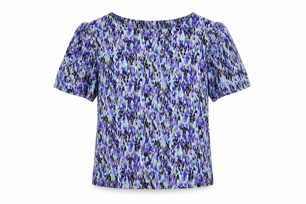 Country Casuals Womens Blue Geometric Polyester Basic Blouse Size XL Boat Neck
