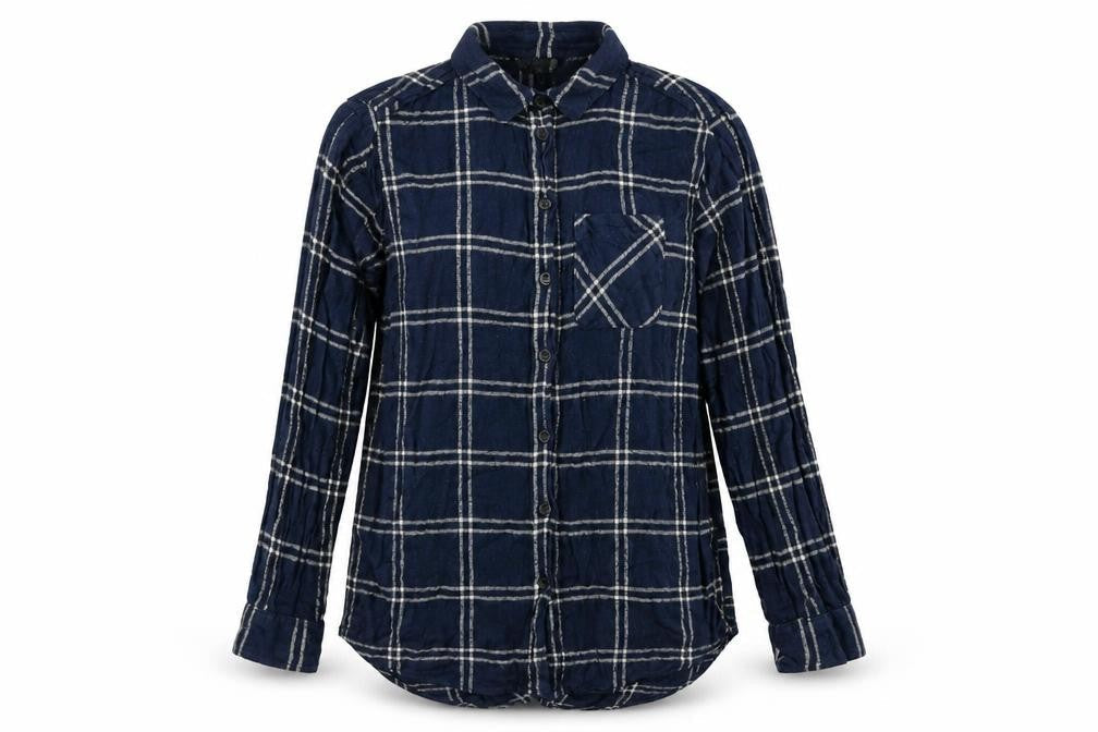 Topshop Womens Blue Plaid Viscose Basic Blouse Size 8 Collared