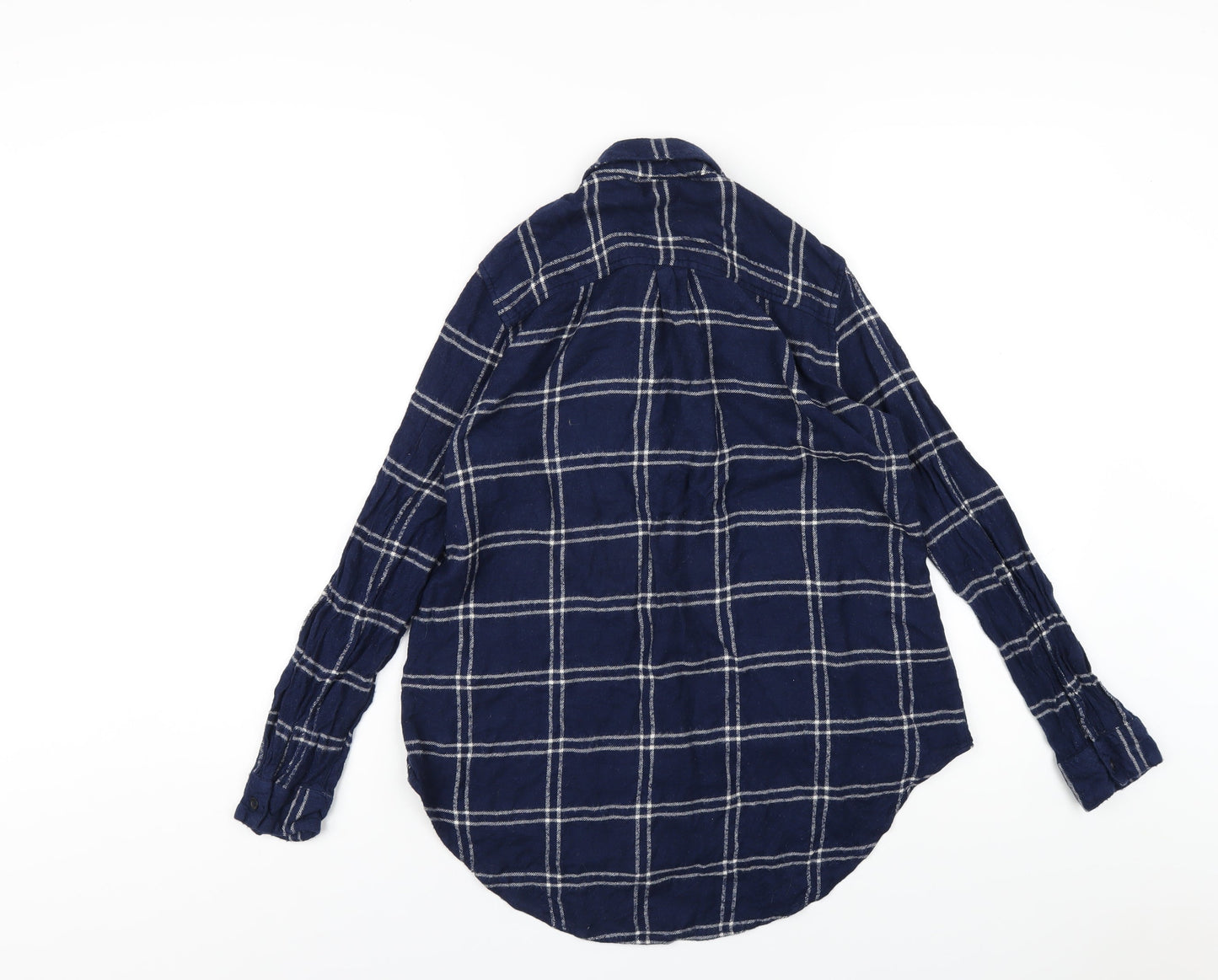 Topshop Womens Blue Plaid Viscose Basic Blouse Size 8 Collared