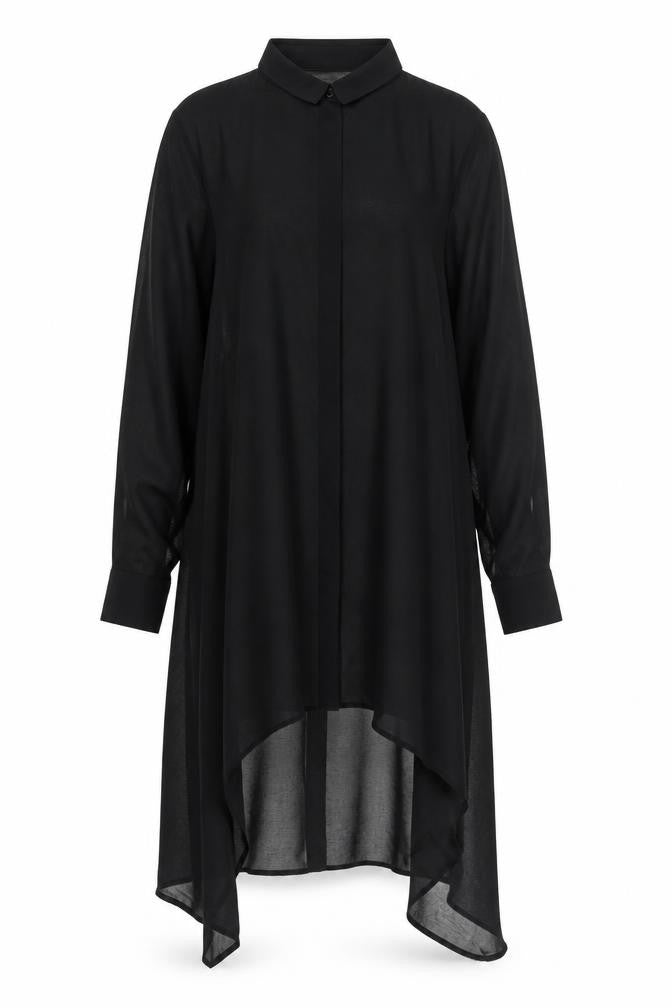 H&M Womens Black Polyester Shirt Dress Size 6 Collared Button