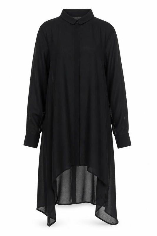 H&M Womens Black Polyester Shirt Dress Size 6 Collared Button