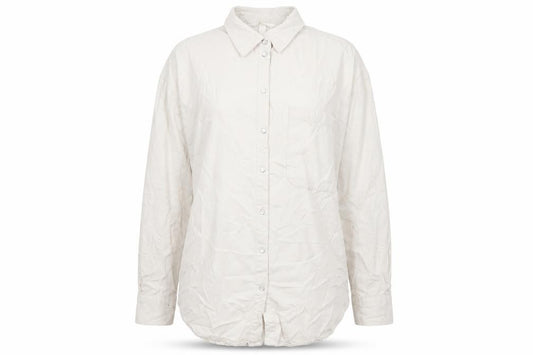 H&M Womens Ivory Cotton Basic Button-Up Size S Collared
