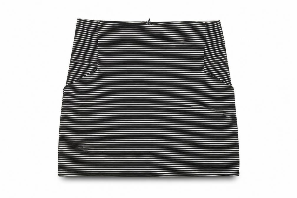 Topshop Womens Black Striped Polyester A-Line Skirt Size 12 Zip