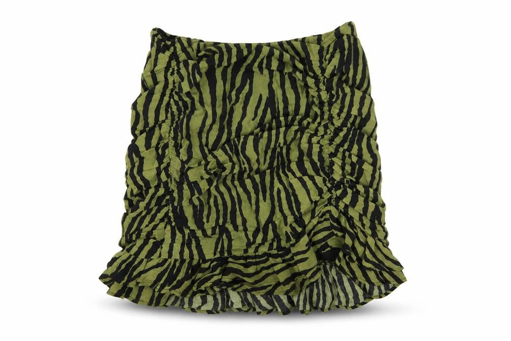 Zara Womens Green Animal Print Polyester A-Line Skirt Size S Zip - Zebra Print