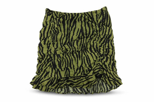 Zara Womens Green Animal Print Polyester A-Line Skirt Size S Zip - Zebra Print