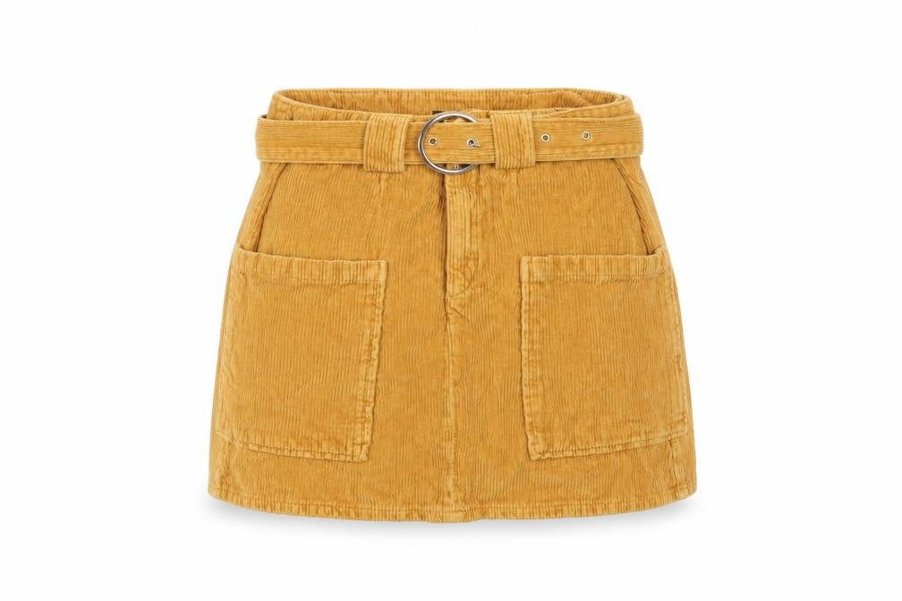 River Island Womens Beige Cotton A-Line Skirt Size 8 Zip