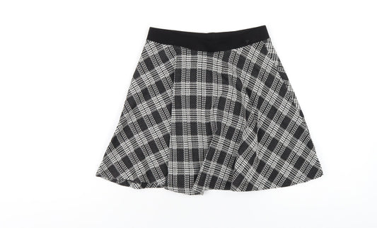 Topshop Womens Black Plaid Viscose A-Line Skirt Size 6