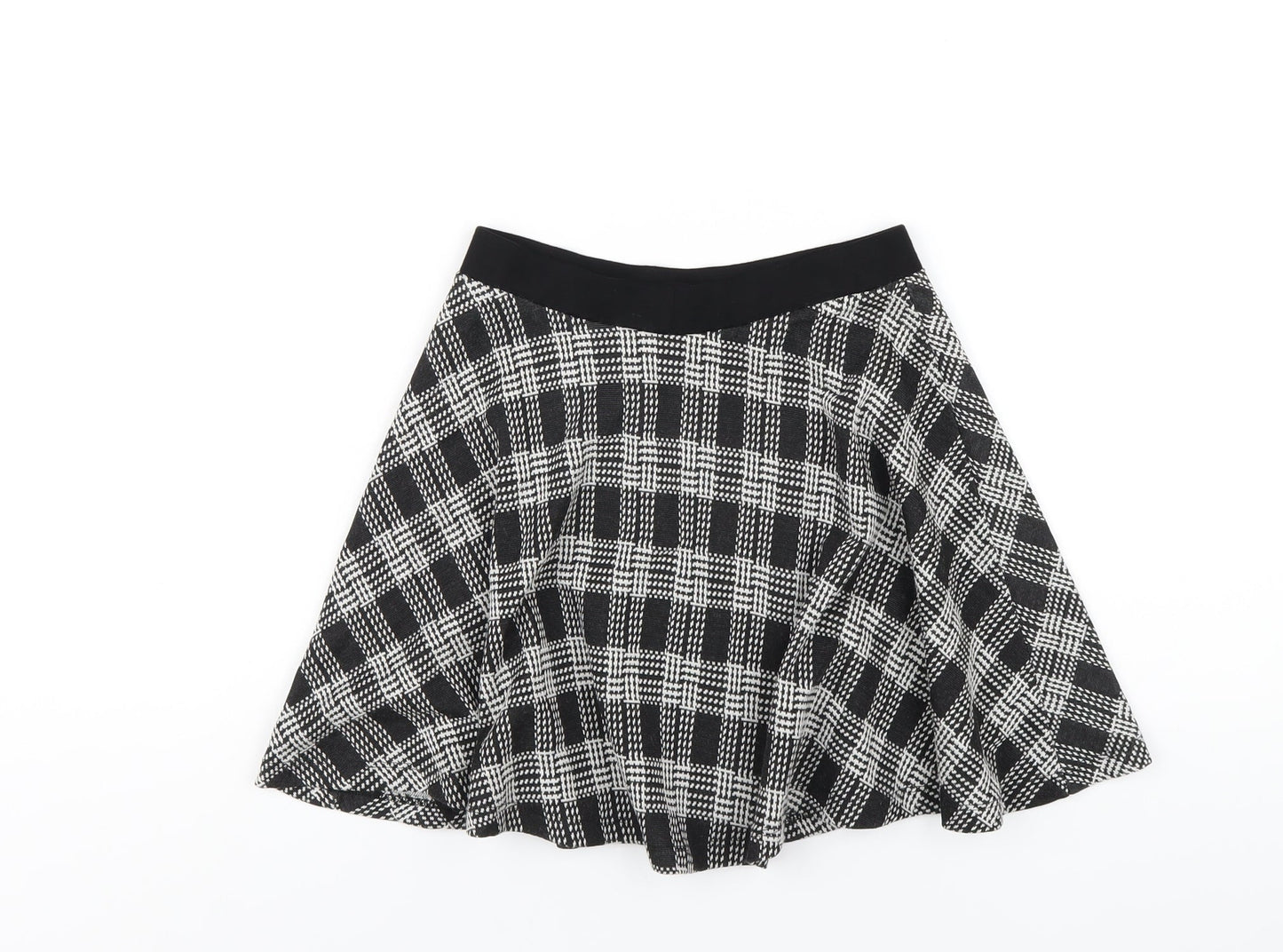 Topshop Womens Black Plaid Viscose A-Line Skirt Size 6
