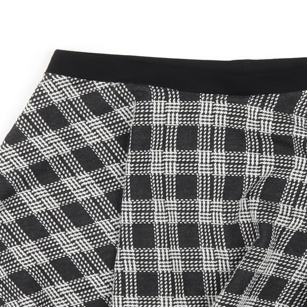 Topshop Womens Black Plaid Viscose A-Line Skirt Size 6