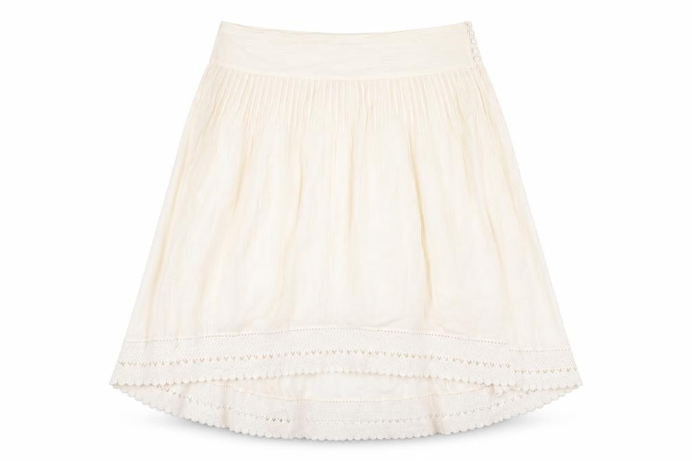 Monsoon Womens Ivory Cotton A-Line Skirt Size 14 Button