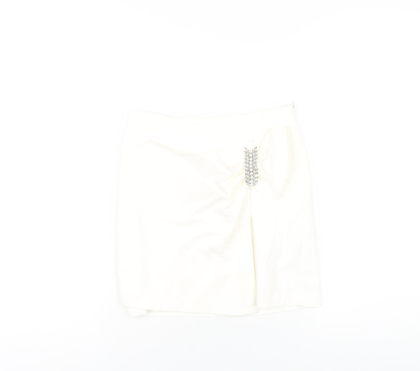 Zara Womens Ivory Polyester A-Line Skirt Size XS Zip