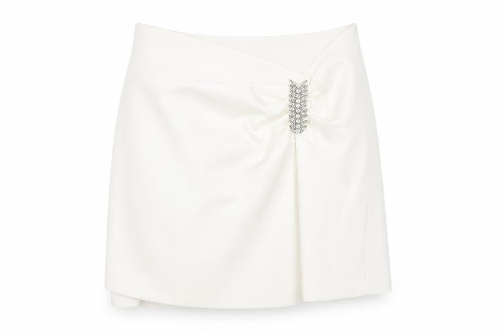 Zara Womens Ivory Polyester A-Line Skirt Size XS Zip