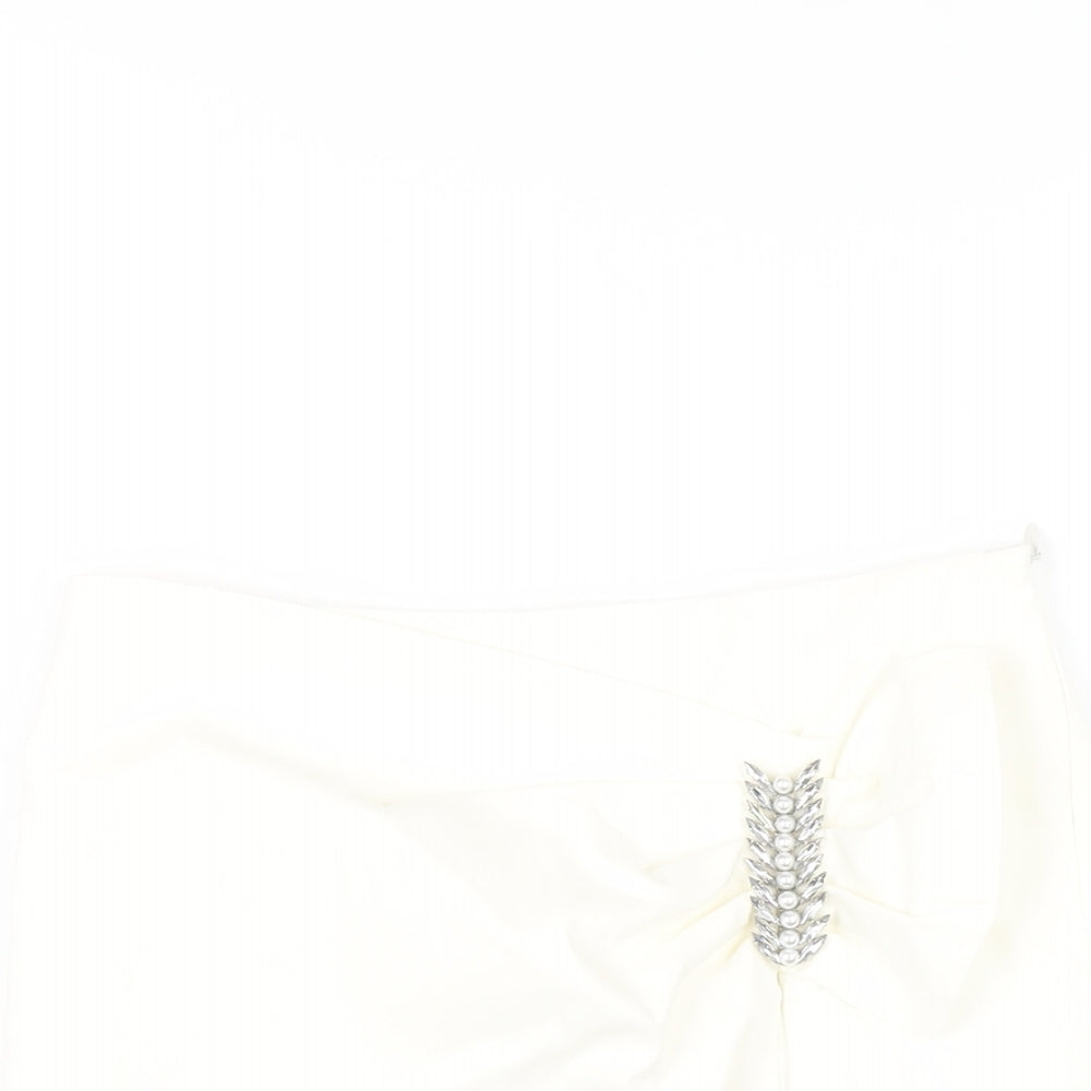 Zara Womens Ivory Polyester A-Line Skirt Size XS Zip