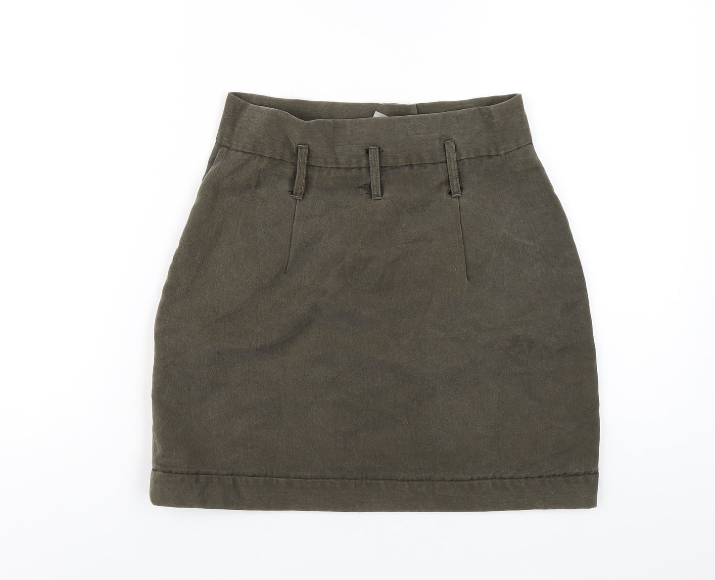 ASOS Womens Green Lyocell A-Line Skirt Size 10 Zip