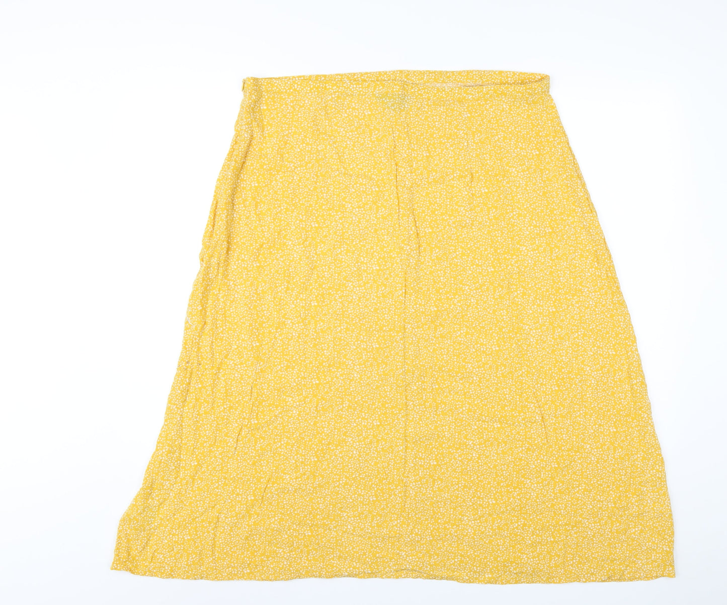 Wednesdays Girl Womens Yellow Geometric Viscose A-Line Skirt Size 18 Zip
