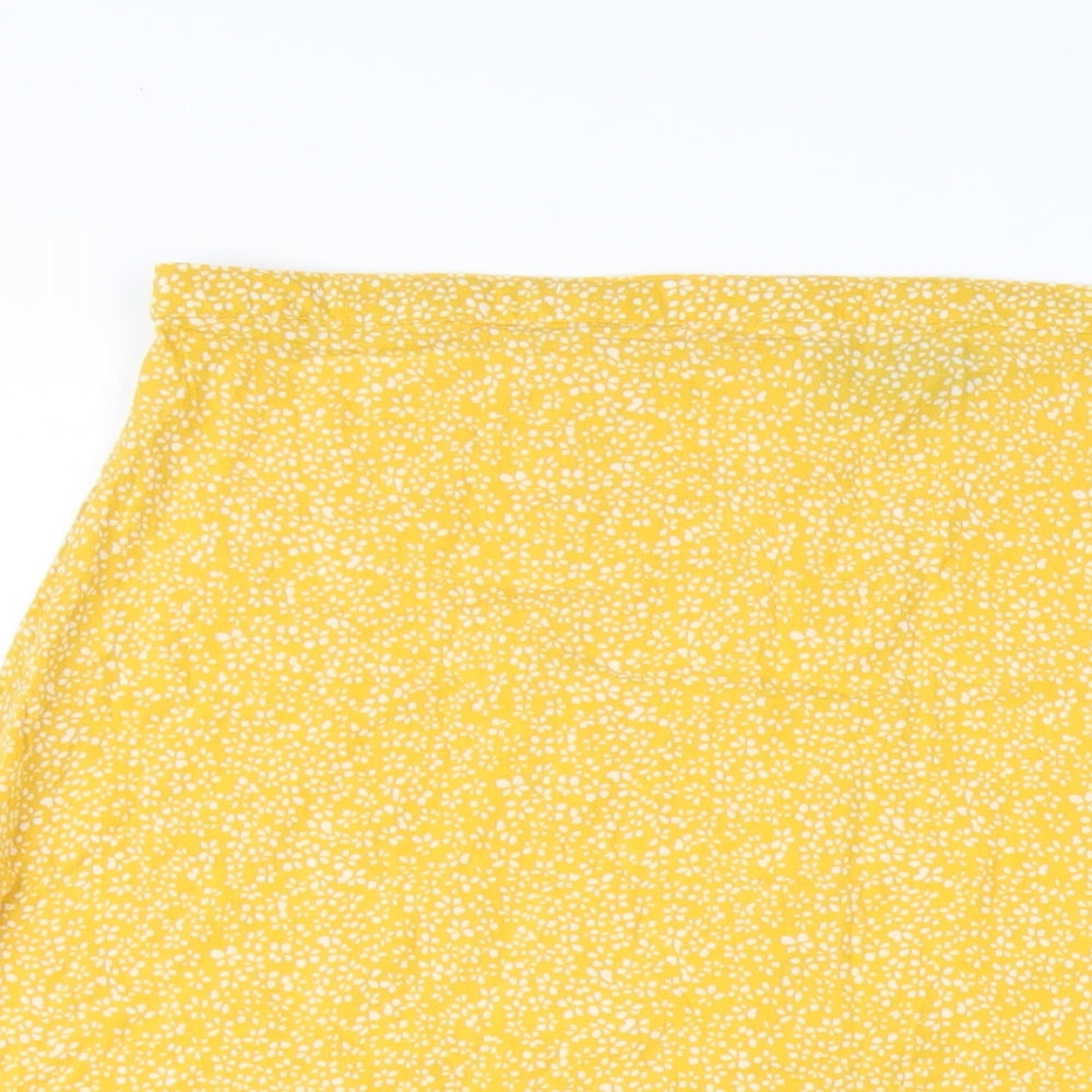 Wednesdays Girl Womens Yellow Geometric Viscose A-Line Skirt Size 18 Zip