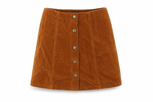 Topshop Womens Brown Cotton A-Line Skirt Size 8 Snap