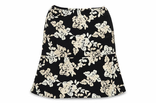 BCBGMAXAZRIA Womens Black Floral Polyester A-Line Skirt Size L