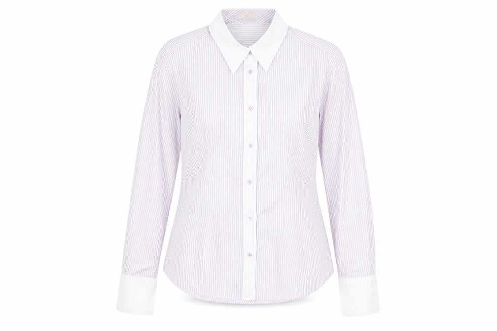 Haines & Bonner Womens Purple Striped Polyester Basic Button-Up Size 14 Collared