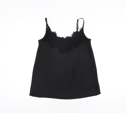 Missguided Womens Black Polyester Camisole T-Shirt Size 4 V-Neck