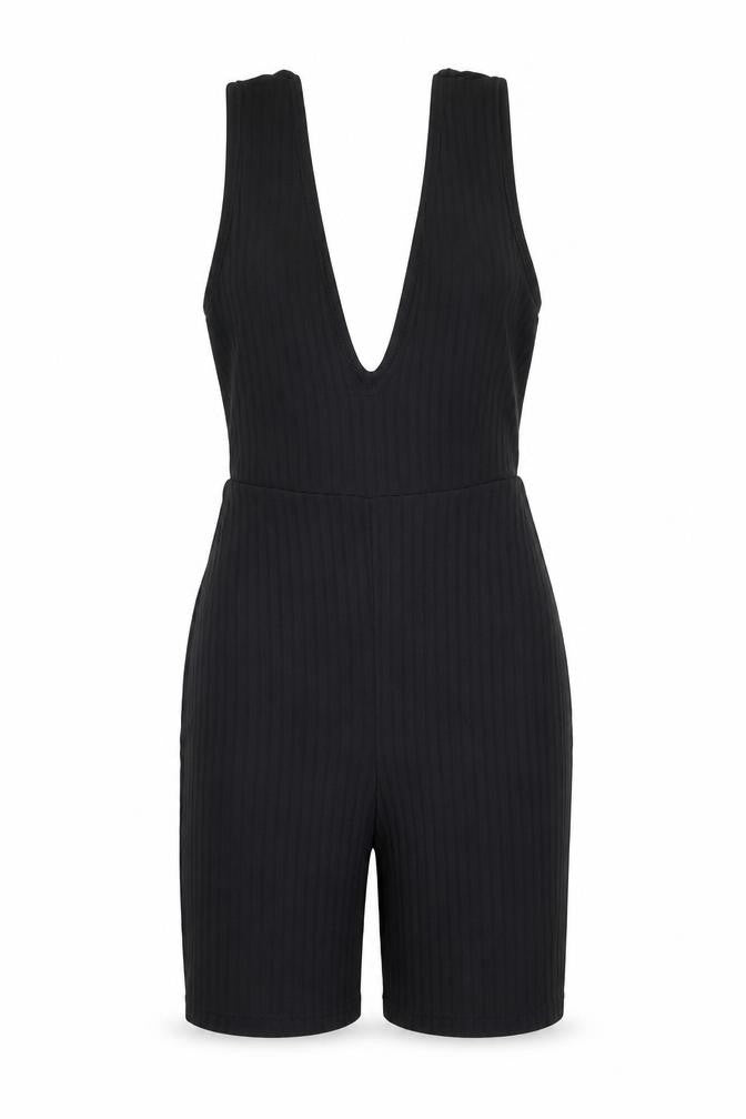 PRETTYLITTLETHING Womens Black Polyester Playsuit One-Piece Size 6 L6 in Pullover