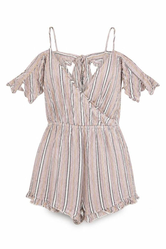 Topshop Womens Red Striped Cotton Playsuit One-Piece Size M Pullover