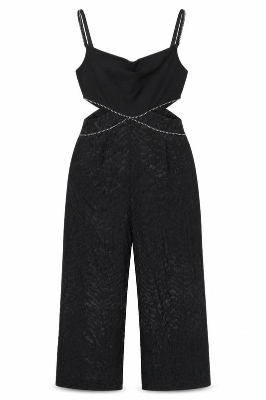 Topshop Womens Black Geometric Polyester Jumpsuit One-Piece Size 12 L29 in Zip