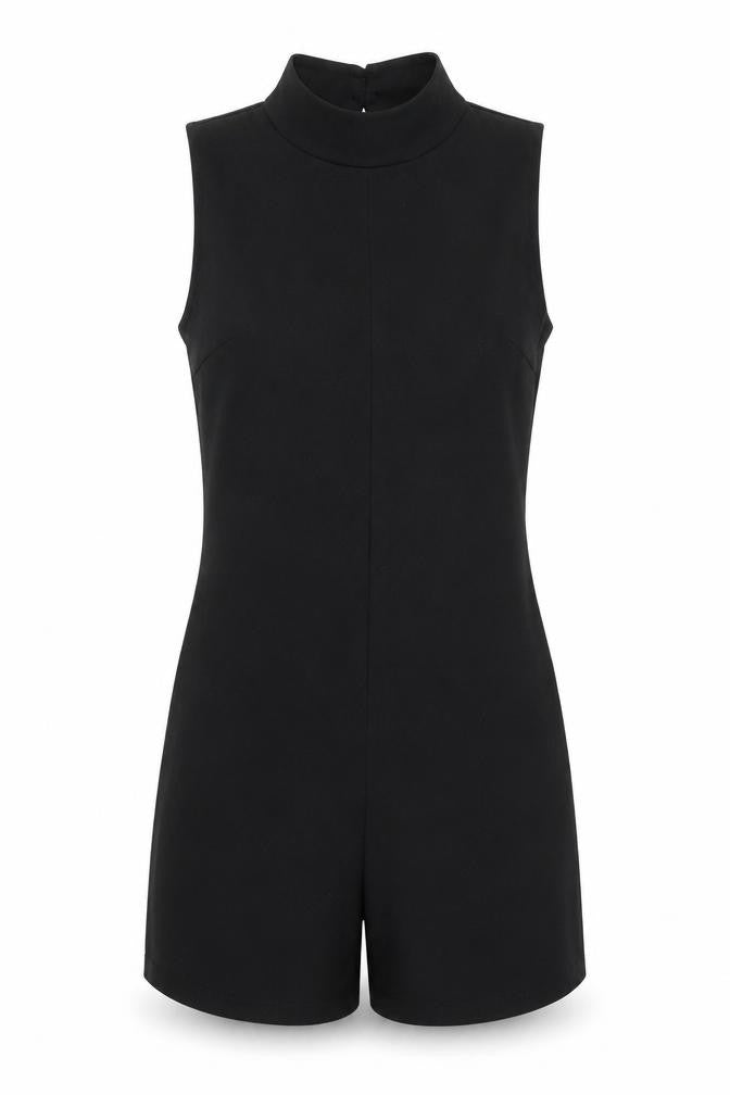 Topshop Womens Black Viscose Playsuit One-Piece Size 8 Button