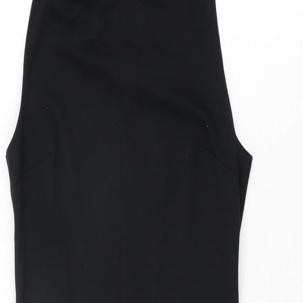 Topshop Womens Black Viscose Playsuit One-Piece Size 8 Button