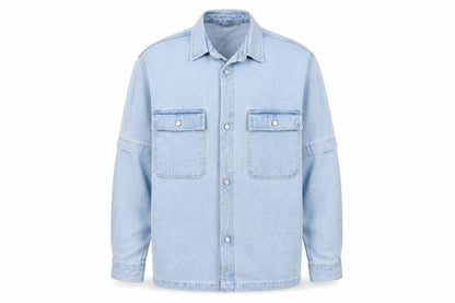 Front view of ASOS men’s blue jacket, size M, button