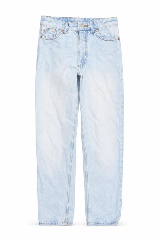 Monki Womens Blue Polyester Tapered Jeans Size 26 in L27 in Regular Zip - High Waisted Pockets